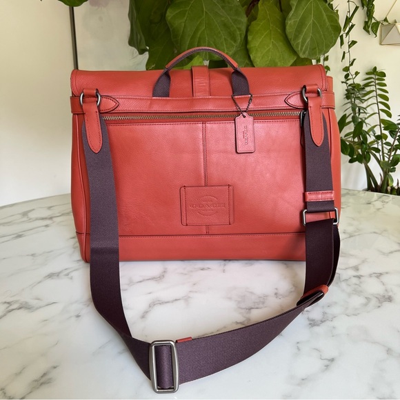 Coach Hudson Messenger Crossbody Laptop Bag Terracotta Leather - Picture 5 of 16